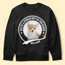 Photo personnalisée : Cet humain appartient à ce chien - Cadeau pour les amoureux des chiens - T-shirt personnalisé