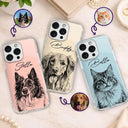 Custom Photo Pencil Sketch Dog Cat Portrait - Personalized Clear Phone Case