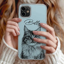Custom Photo Pencil Sketch Dog Cat Portrait - Personalized Clear Phone Case