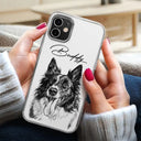 Custom Photo Pencil Sketch Dog Cat Portrait - Personalized Clear Phone Case