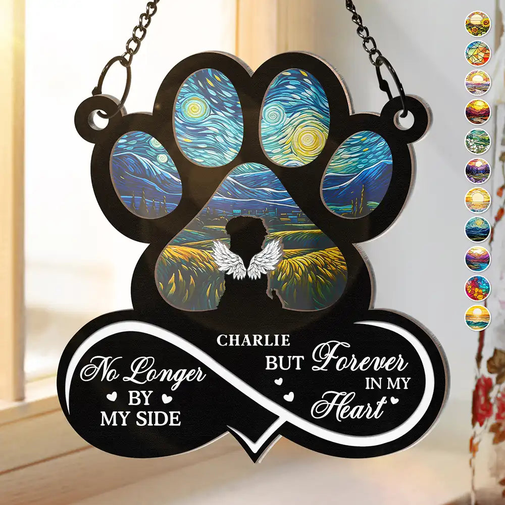 Forever In My Heart Always Loved Pet Memorial - Personalized Window Hanging Suncatcher Ornament