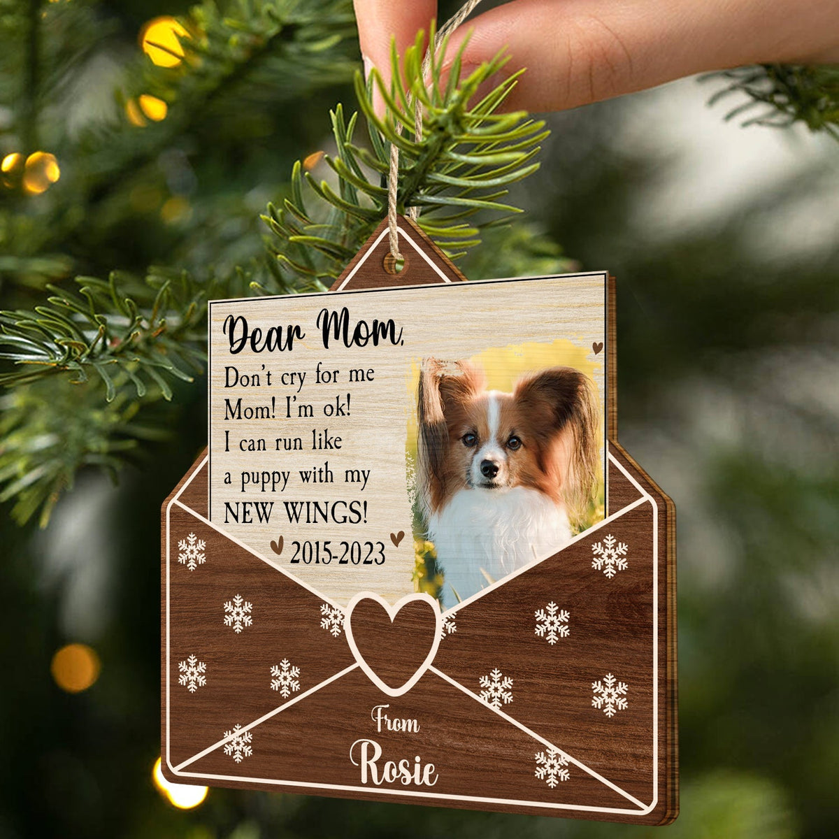 Custom Photo A Letter From Heaven Pet Memorial - Personalized Custom Shaped Wooden Ornament