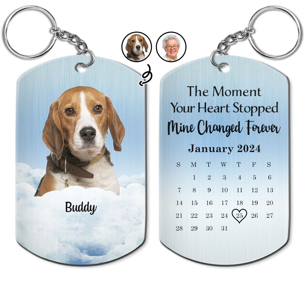 Custom Photo Calendar The Moment Your Heart Stopped - Memorial Gift For Pet Lovers - Personalized Aluminum Keychain