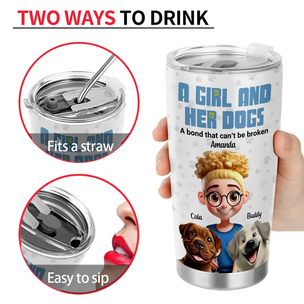 Dog Lovers, Dog Mom, Dog Dad - Best Dog Mom 3D Effect - Personalized Tumbler