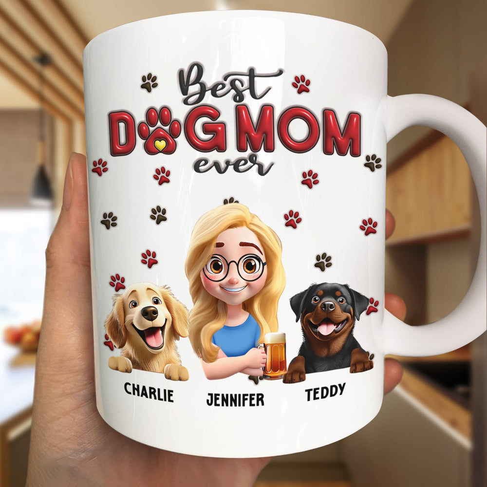 3D Effect Best Dog Mom And Dog Dad - Personalized Mug