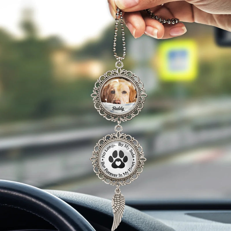 Memorial,Custom Photo,Dog Lovers,Pet Lovers,Sad - Custom Photo Memorial Pet You Left Paw Prints On My Heart - Personalized Photo Pendant Charm