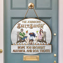 Pet Lovers,Pet Couple,Patio,Poolside - Couple Pool & Patio Bar Hope You Brought Alcohol & Dog Treats - Personalized Custom Shaped Wood Sign