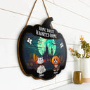 Halloween,Pet Lovers,Happy,Family,Cat Lovers,Dog Lovers - Halloween Home Sweet Haunted Home Pet Lovers - Personalized Custom Shaped Wood Sign