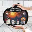 Halloween,Pet Lovers,Happy,Family,Cat Lovers,Dog Lovers - Halloween Home Sweet Haunted Home Pet Lovers - Personalized Custom Shaped Wood Sign