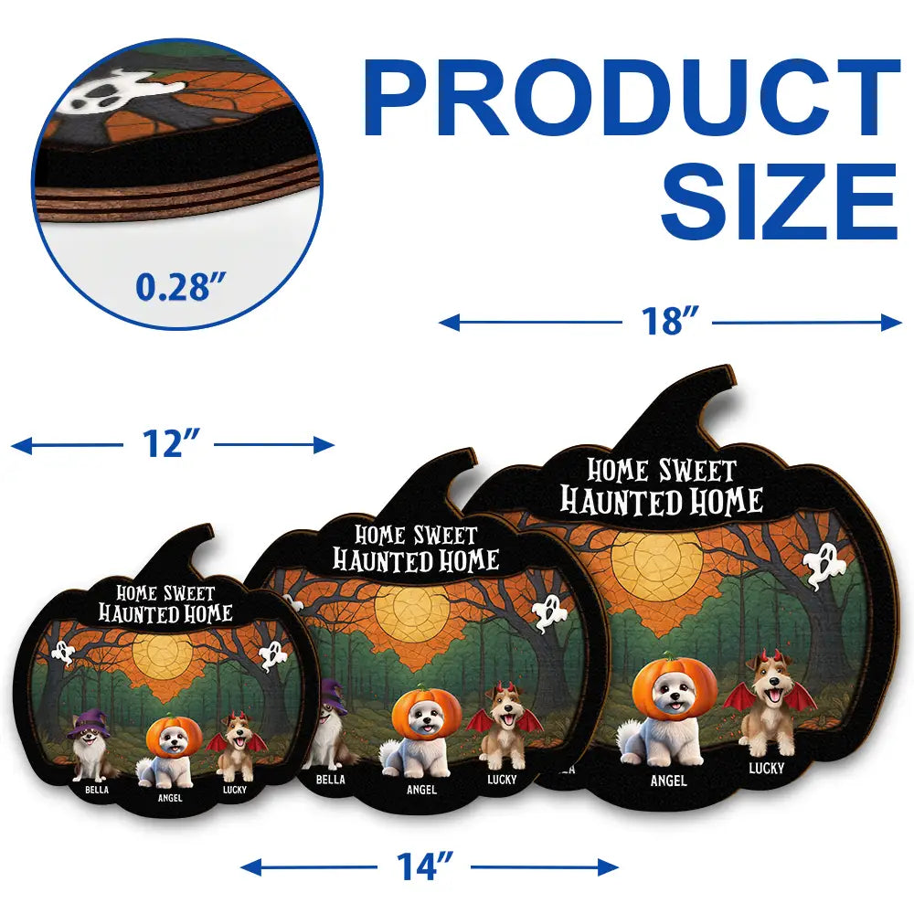 Halloween,Pet Lovers,Happy,Family,Cat Lovers,Dog Lovers - Halloween Home Sweet Haunted Home Pet Lovers - Personalized Custom Shaped Wood Sign