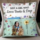My Reading Pillow Girl With Pets & Birth Month Flower - Personalized Pocket Pillow