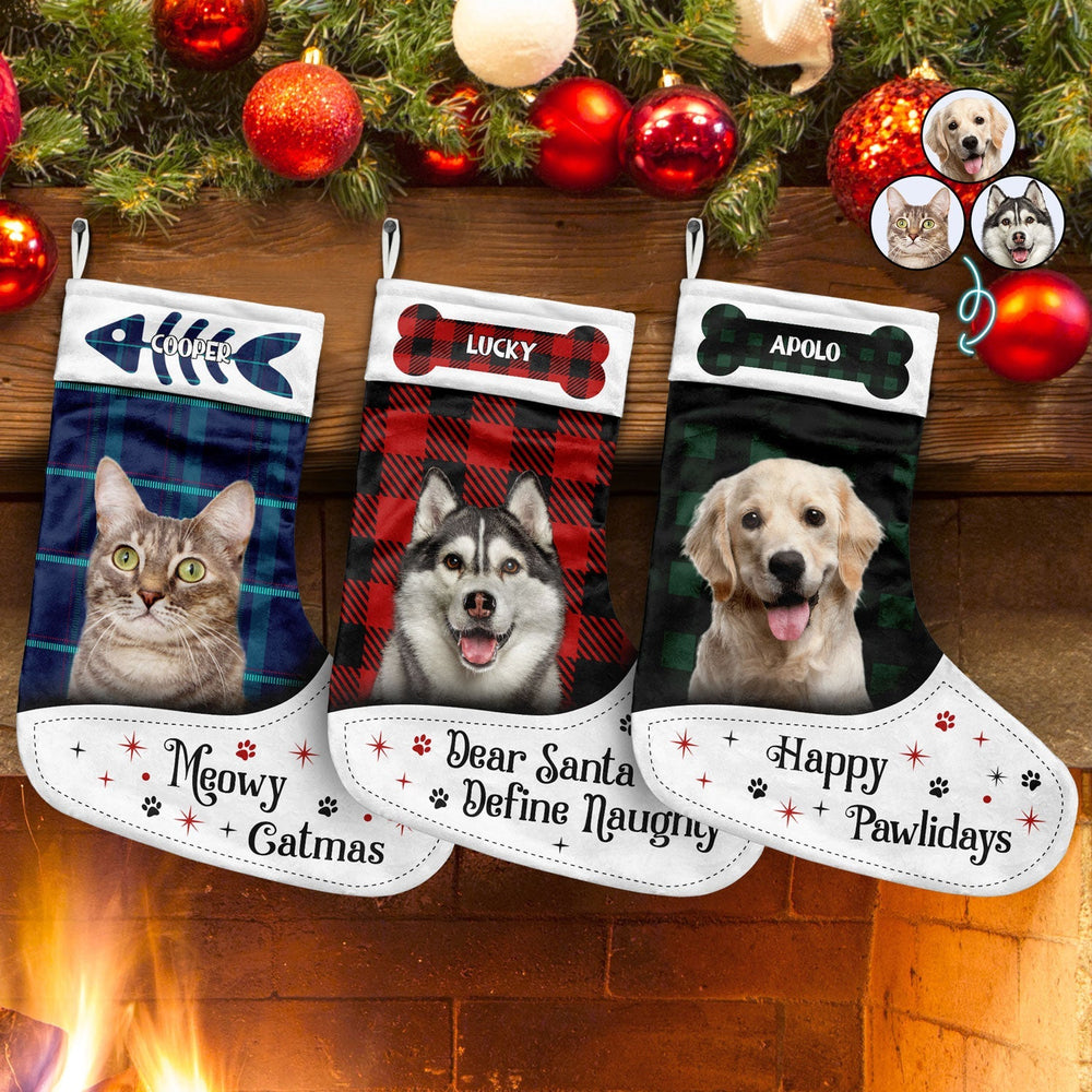 Custom Photo Pet Face Dear Santa Define Naughty - Christmas Gift For Pet Lovers - Personalized Christmas Stocking