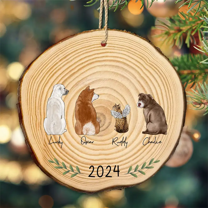 My Dogs Cats Pet - Gift For Dog Cat Lovers - Personalized Wood Slice Ornament