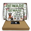 A Crazy Plant Lady & Her Spoiled Rotten Cats Live Here Funny - Personalized Classic Metal Signs