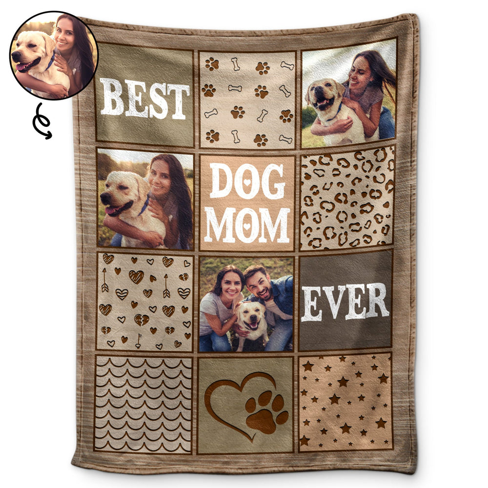 Custom Photo Best Dog Mom Ever Pet Lovers - Personalized Fleece Blanket