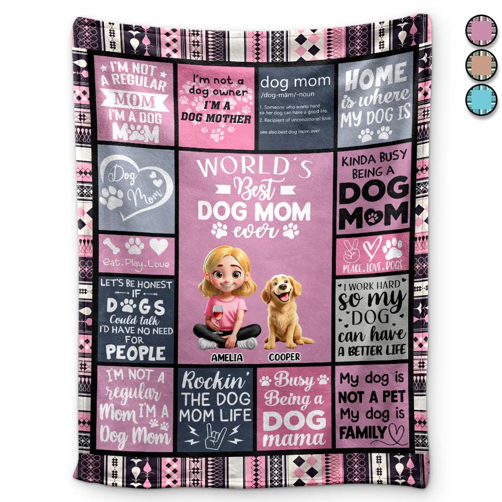3D Effect For The World’s Greatest Dog Mom - Personalized Fleece Blanket, Sherpa Blanket