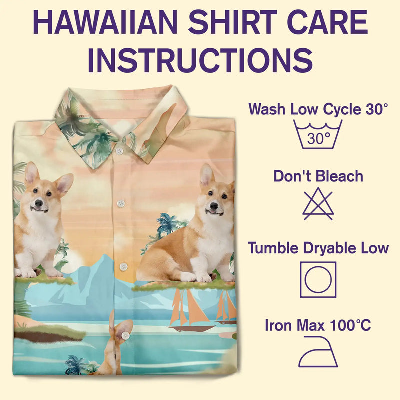 Custom Photo Funny Pet Face Tropical Island - Personalized Hawaiian Shirt