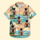 Custom Photo Funny Pet Face Tropical Island - Personalized Hawaiian Shirt