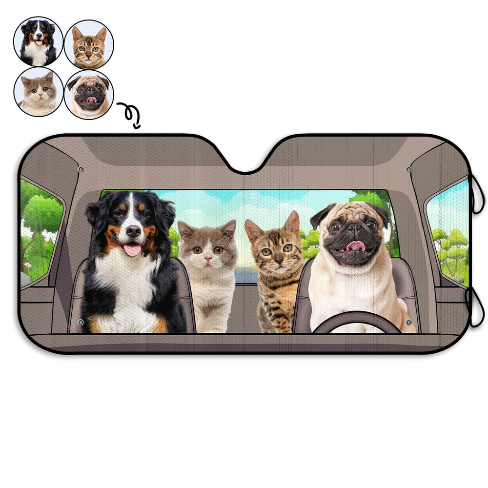Custom Photo Pets Happy Trip - Personalized Auto Sunshade