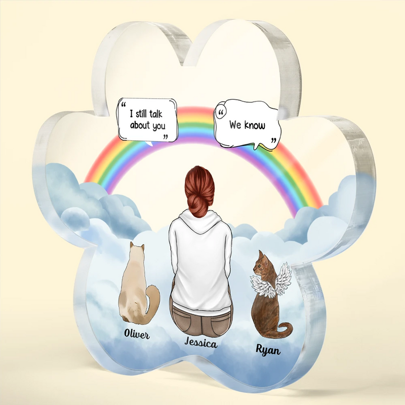 I Miss You Deeply - Memorial Gift For Pet Lovers - Personalized Paw Shaped Acrylic Plaque
