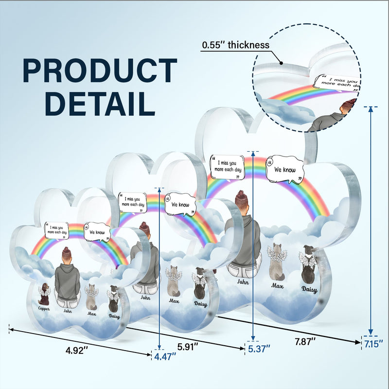 I Miss You Deeply - Memorial Gift For Pet Lovers - Personalized Paw Shaped Acrylic Plaque