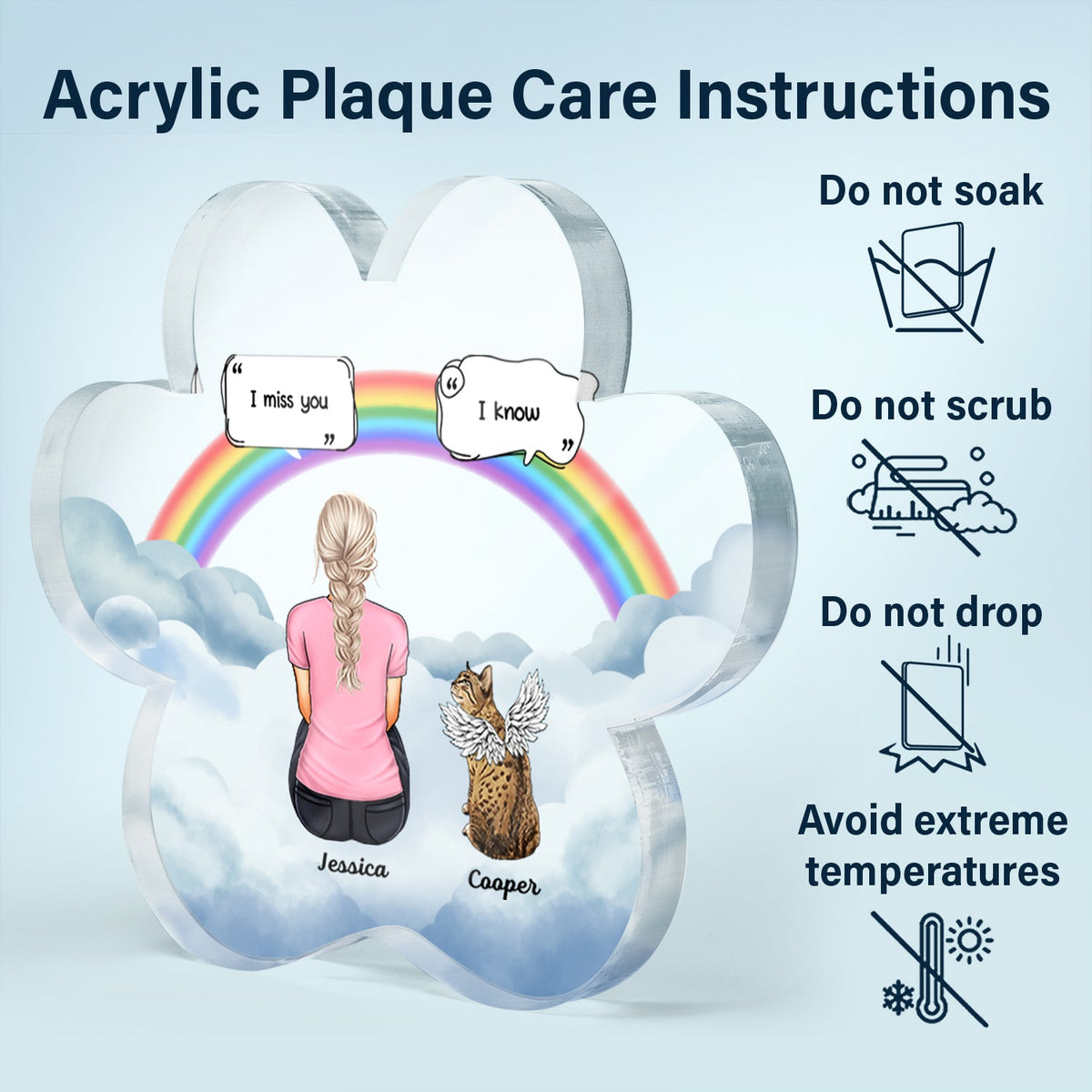 I Miss You Deeply - Memorial Gift For Pet Lovers - Personalized Paw Shaped Acrylic Plaque