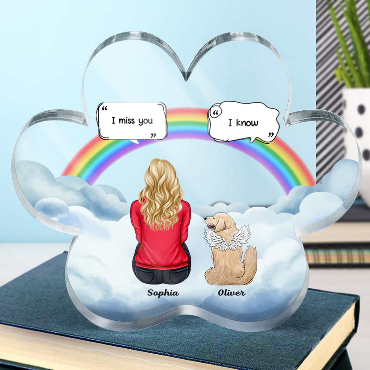 I Miss You Deeply - Memorial Gift For Pet Lovers - Personalized Paw Shaped Acrylic Plaque