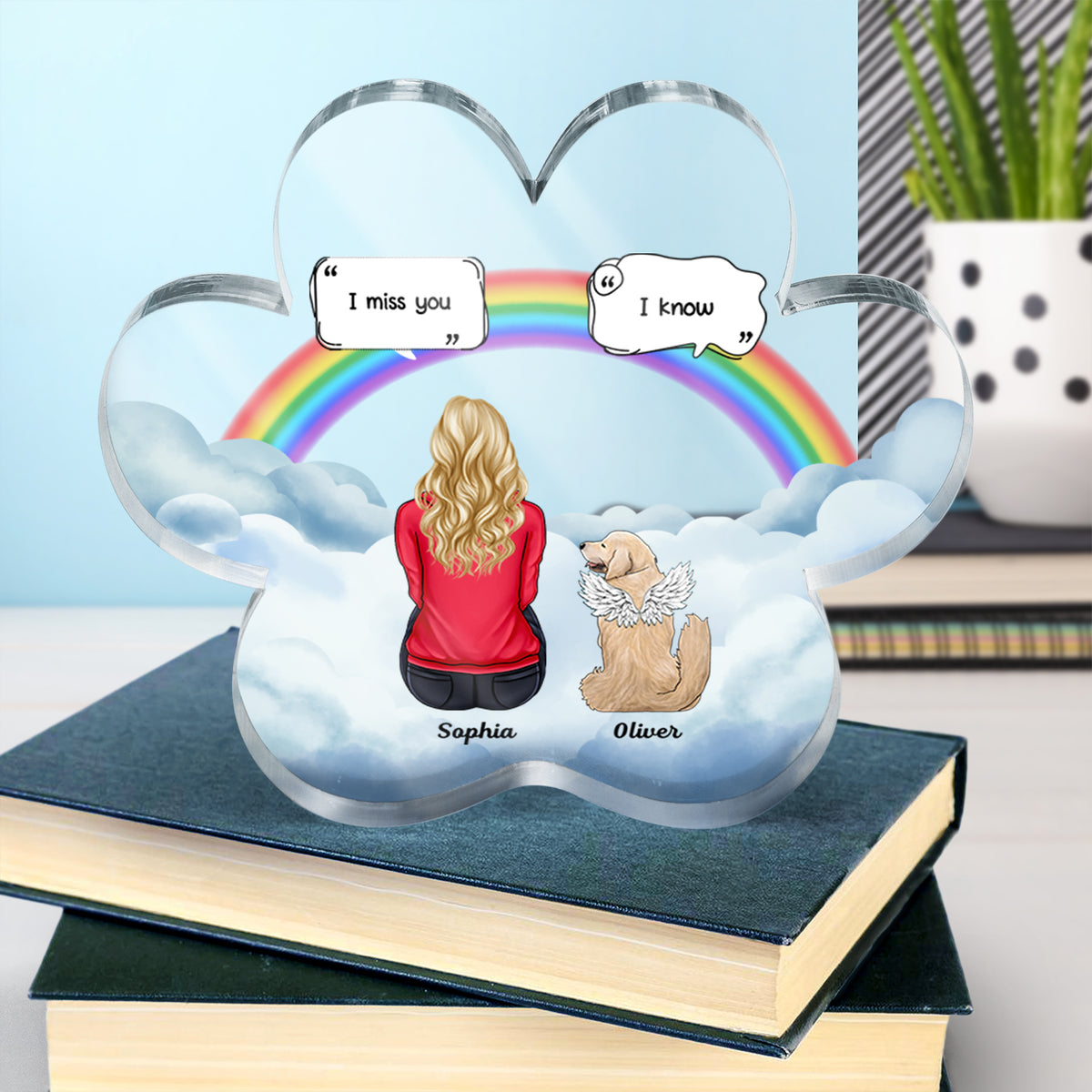 I Miss You Deeply - Memorial Gift For Pet Lovers - Personalized Paw Shaped Acrylic Plaque