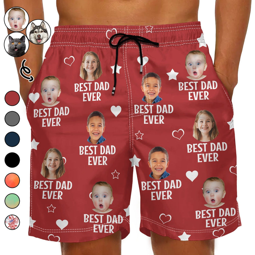 Custom Photo Funny Best Dad Ever I Love My Dad - Personalized Unisex Beach Shorts