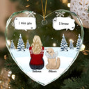 I Miss You I Know Dog Cat Memorial - Personalized Heart Shaped Glass Ornament