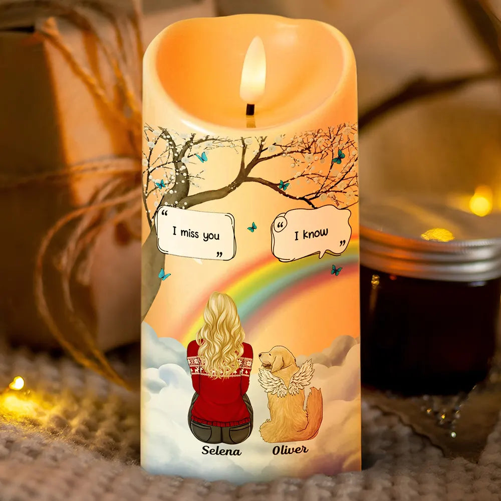 I Miss You Dog Cat Memorial - Personalized Flameless LED Candle