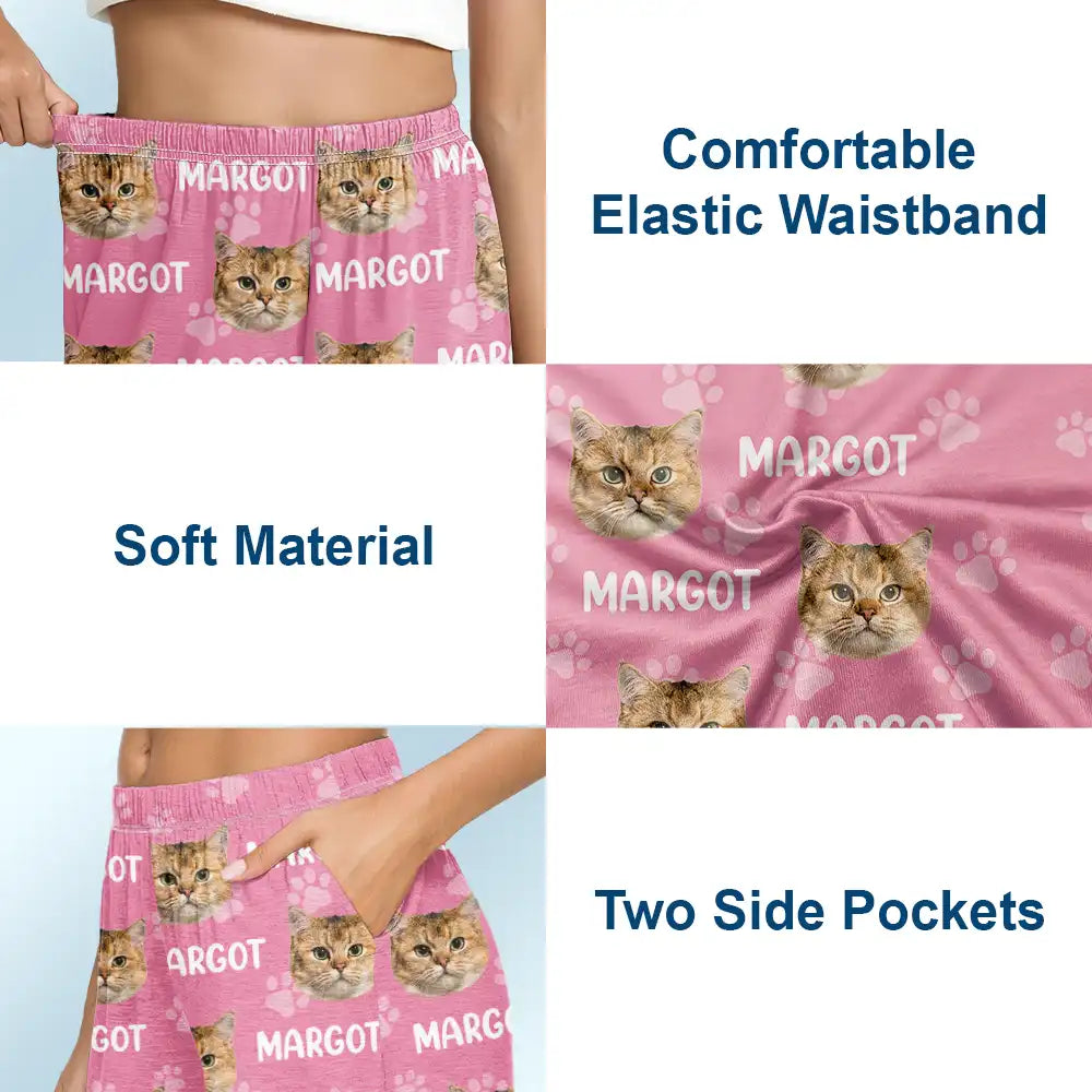 Dog Lovers,Pet Lovers,Cat Lovers,Happy - Custom Photo Funny Pet Face Pattern Dog Cat Family - Personalized Pajama Shorts