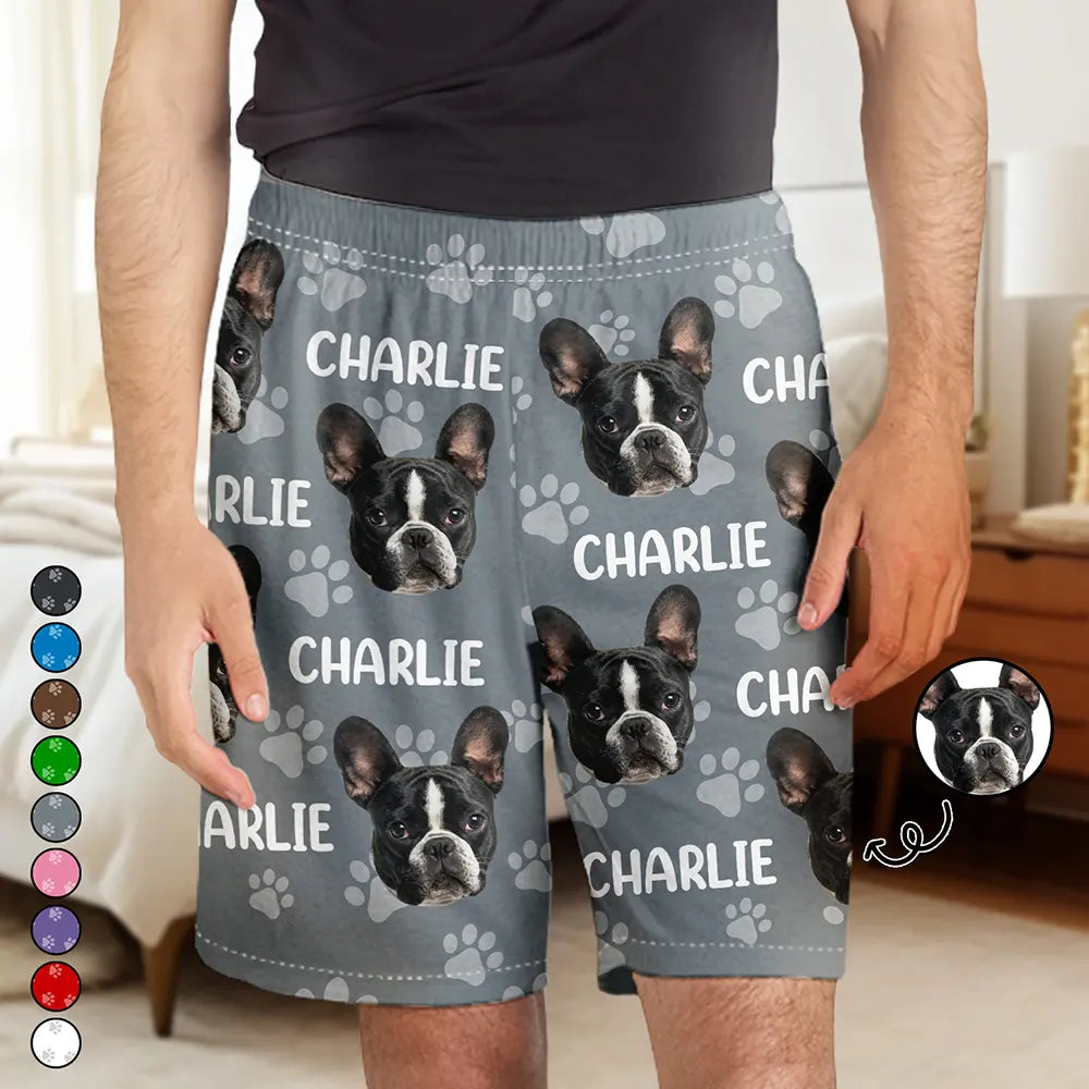 Custom Photo Funny Pet Face Pattern - Personalized Pajama Shorts