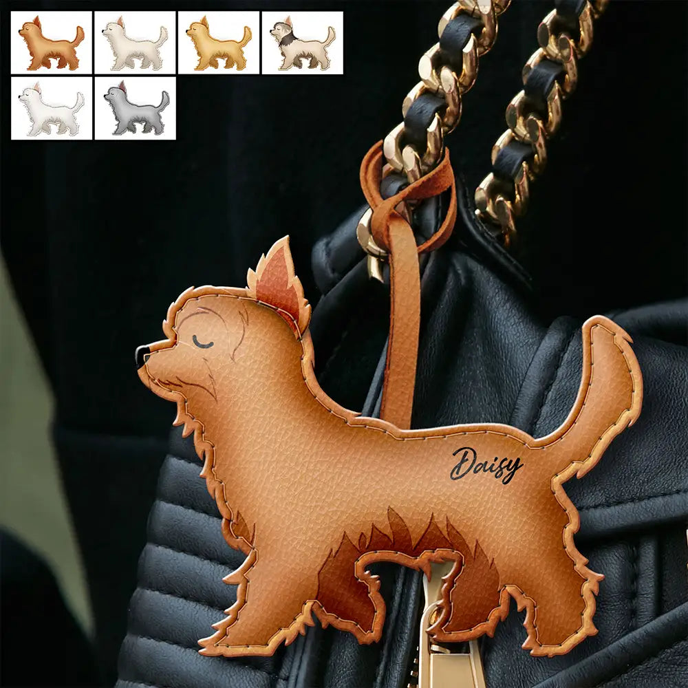 Yorkshire Terrier Shaped, Dog Lovers Charm - Personalized Dog Leather Bag Charm, Keychain