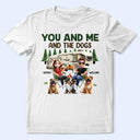 Camping, Campsite, Couple's Hobby, Happy, Gift For Couples, Dog Couple, Dog Lovers - You And Me And The Dogs Camping Cartoon - Personalized T Shirt