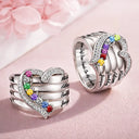You Left Paw Prints On My Heart Pet Memorial - Personalized Birthstone Heart Ring