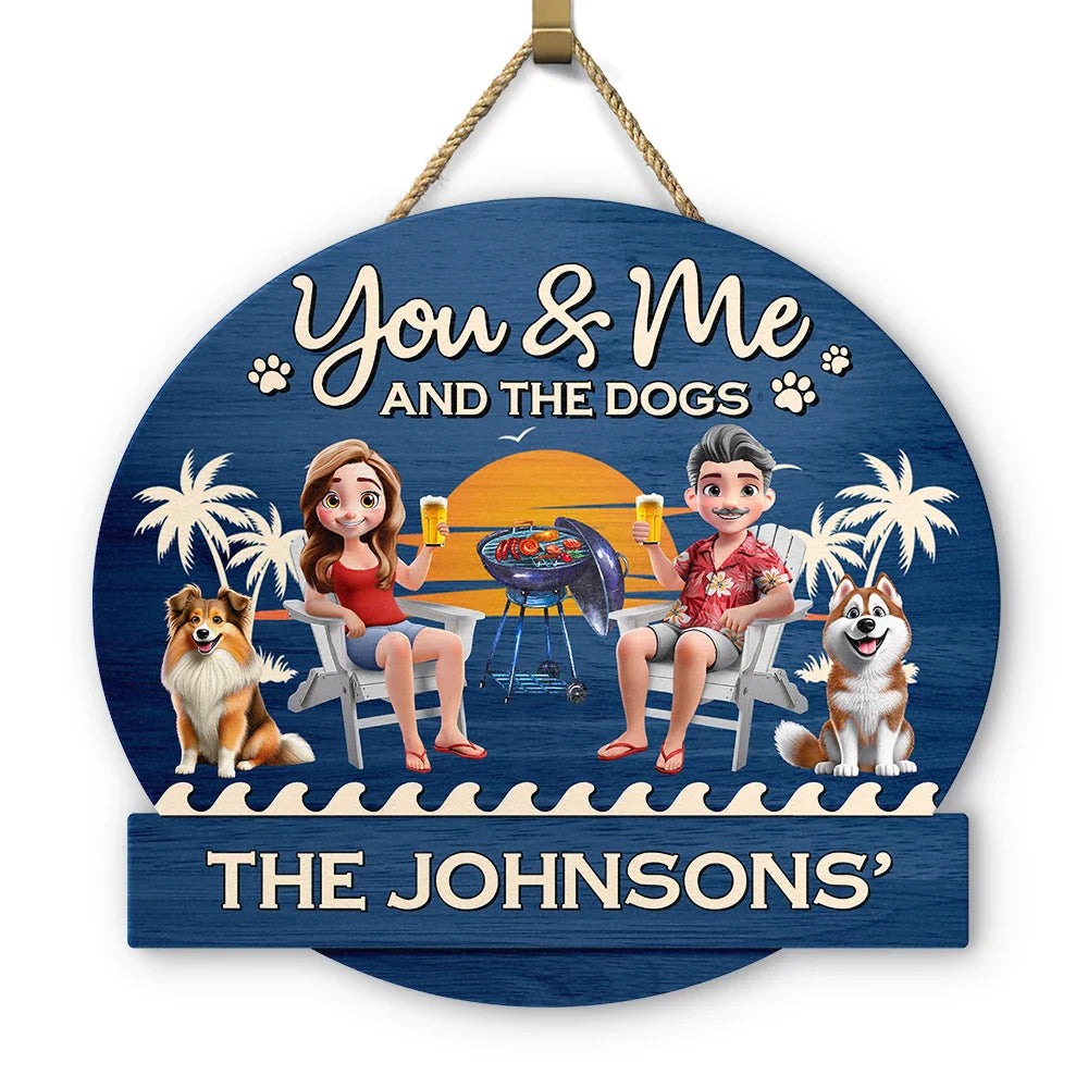 3D Effect You And Me And The Dog - Personalized Custom Shaped Wood Sign