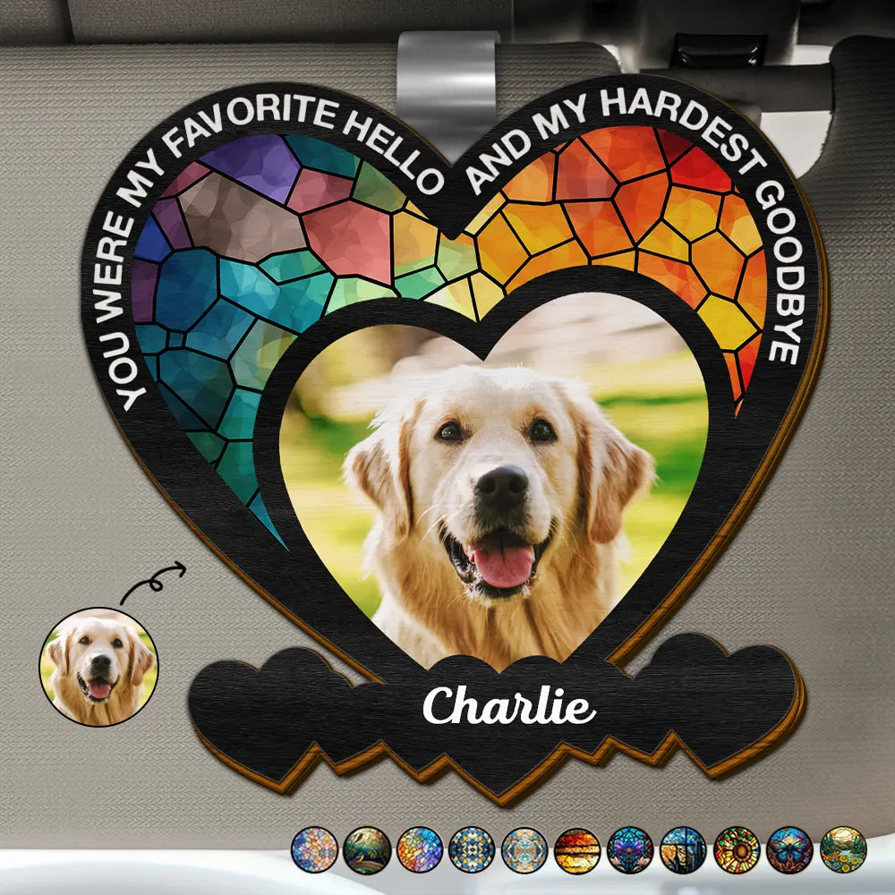 Custom Photo Dog Memorial You Were My Favorite Hello - Personalized Custom Shaped Car Visor Clip
